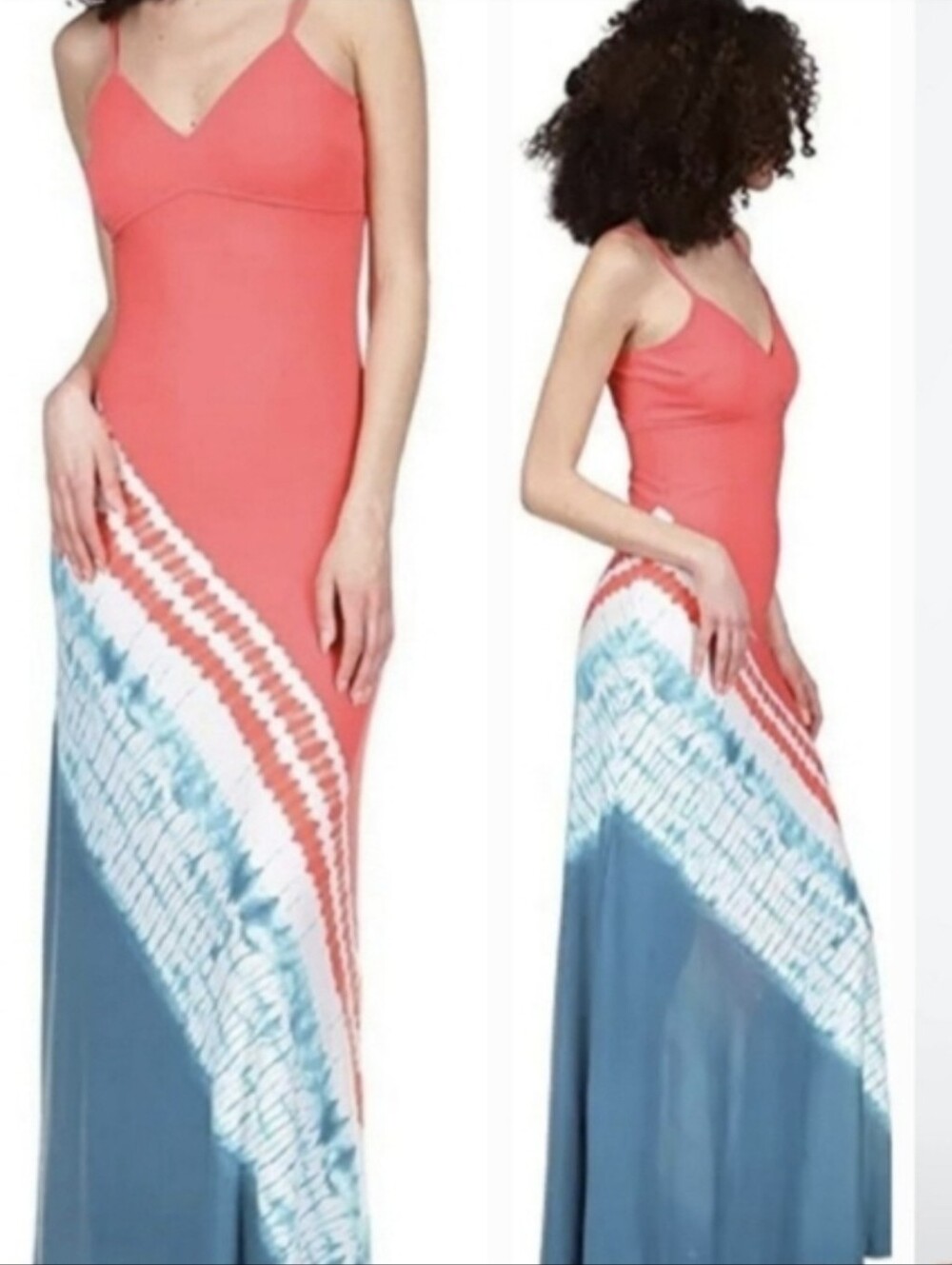 Michael Kors Coral and Teal Tie-Dye Maxi Skirt